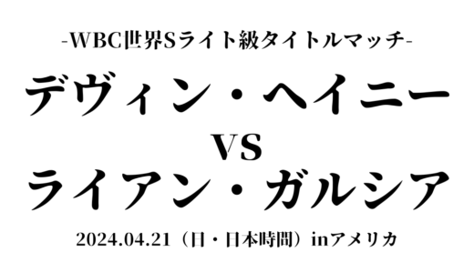 ヘイニーvsガルシアの日程やタイムテーブル（試合時間）は？ネット配信や結果速報も紹介！